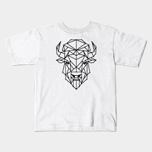 Geometric Bison Silhouette Art Kids T-Shirt